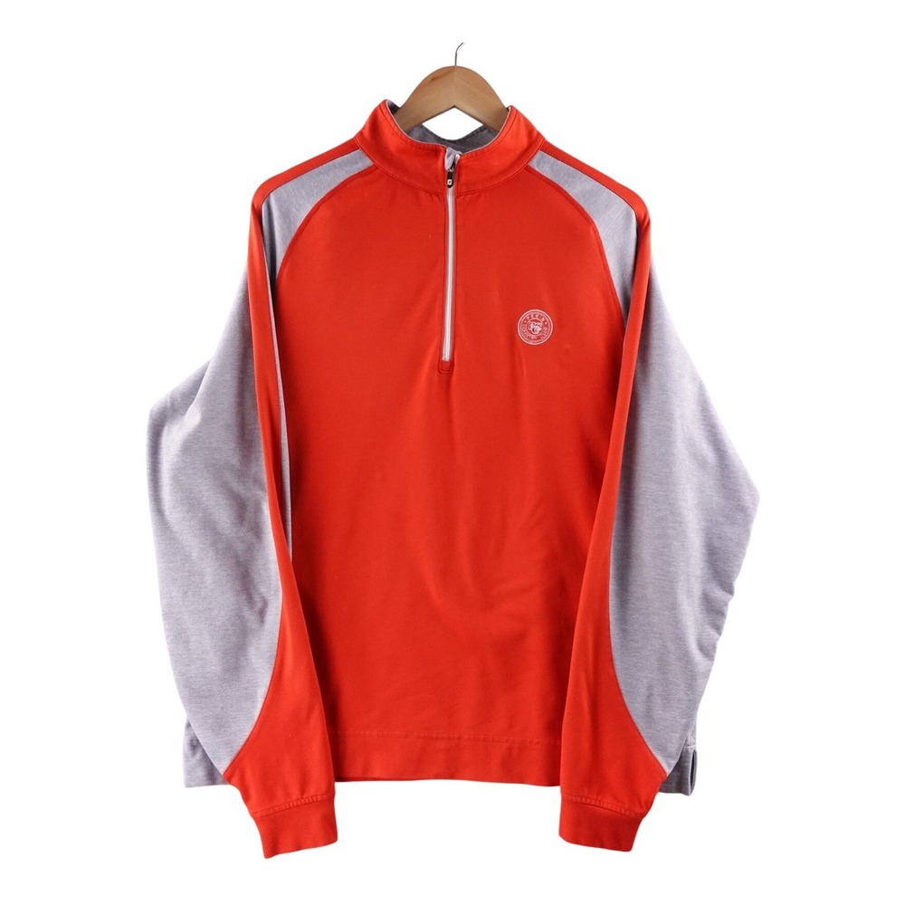 FootJoy FJ Golf Pullover Red Gray 1/4 Zip Mens M‎ Athletic Performance Stretch